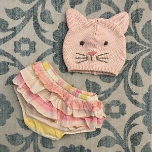 Baby GAP bundle : Knit cat hat (up to 7lbs) + Diaper cover 0-3mos NWOT